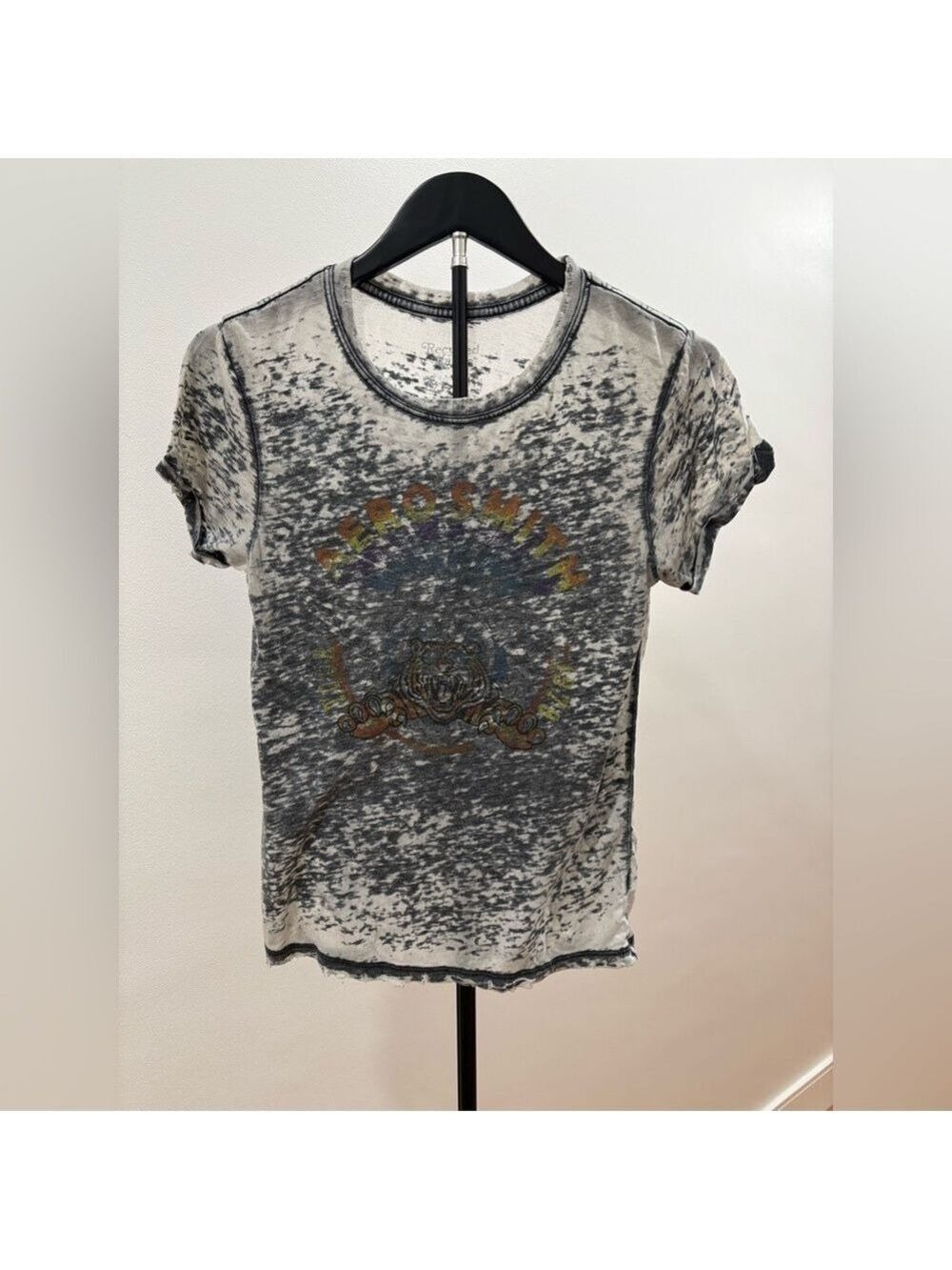 868. Recycled Karma Aerosmith Gray and White Graphic Tee